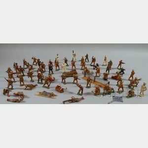 Approximately Sixty Barclay Painted Lead Toy Soldiers and Related Materials