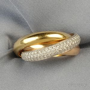 18kt Tricolor Gold and Diamond "Trinity" Ring, Cartier