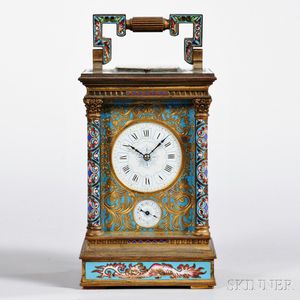 French Champleve Hour-repeating Carriage Clock