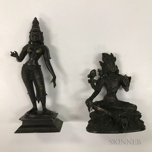 Two Small Bronze Buddhist Statues