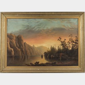 American School, 19th Century Lake and Mountain Scene with Evening Sky