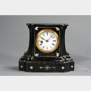 Black Iron Mantel Clock by Bradley & Hubbard