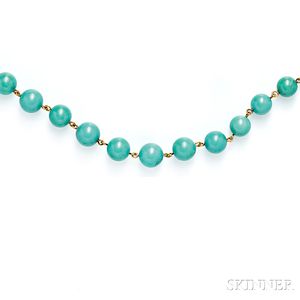 18kt Gold and Turquoise Bead Necklace