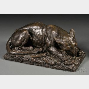 Barye (French, 19th century) Bronze Figure of a Panther