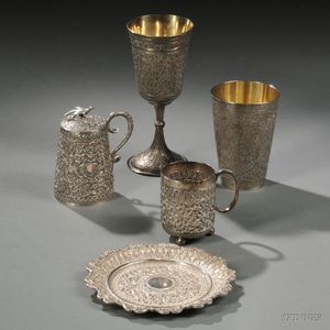 Five Pieces of Indian and Middle Eastern Silver