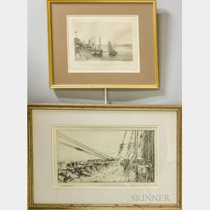 Two Framed Maritime Etchings: Arthur Briscoe (British, 1873-1943),All Hands