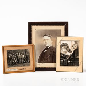 Signed Thomas Edison Photograph and Two Other Photographs