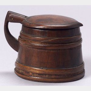 Small Covered Wooden Flagon