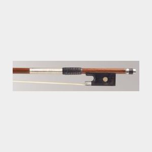 French Silver Mounted Violin Bow, Probably C.N. Bazin for Paul Bisch