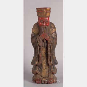 Carved Wooden Figure of Confucius