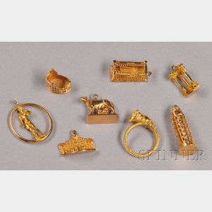 Group of 18kt Gold Tourist Charms