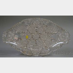 Colorless Brilliant Cut Glass Oblong Dish