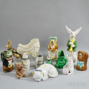 Twelve Figural Pottery Items
