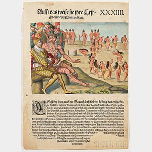 De Bry, Theodor (1528-1598) Eight Hand-colored Illustrations of Native American Indians.