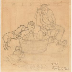 Norman Rockwell (American, 1894-1978) Study for Me and My Pal: The Bath