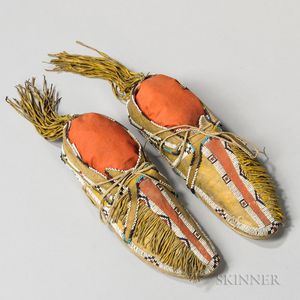 Southern Cheyenne Beaded and Painted Man's Moccasins
