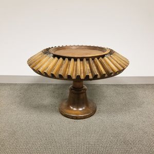 Contemporary Glass-top Walnut "Pattern" Table