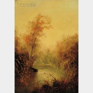 School of John Frederick Kensett (American, 1816-1872) Untitled [Woodland River Landscape in Autumn].
