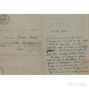 Berlioz, Hector (1803-1869) Autograph Letter Signed, 9 January [1851].