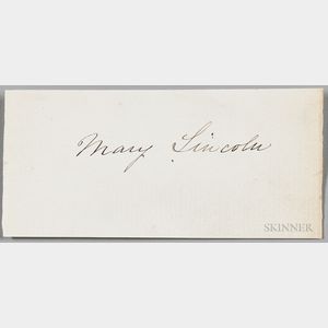 Lincoln, Mary Todd (1818-1882) Signature.