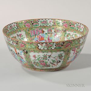 Export Porcelain Rose Medallion Punch Bowl