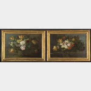 Italian School, 17th/18th Century Style Lot of Two Floral Still Lifes
