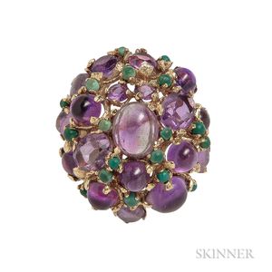 14kt Gold, Amethyst, and Malachite Ring