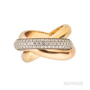 Cartier 18kt Tricolor Gold and Diamond "Trinity One" Ring