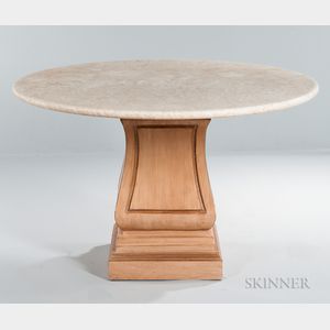Travertine-top Pedestal Table