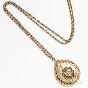 14kt Gold and Diamond Locket and Chain