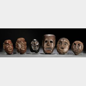 Six Carved Wood Masks