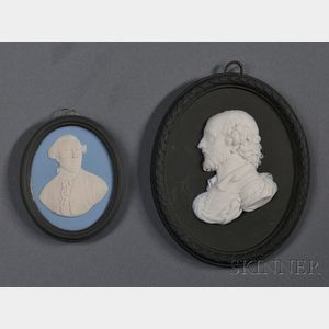 Two Wedgwood Self-framed Jasper Portrait Medallions