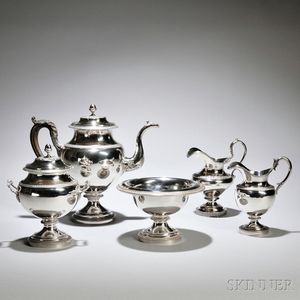 Five-piece Assembled American Coin Silver Coffee Service