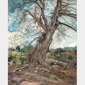Charles Lewis Fussell (American, 1840-1909) Majestic Tree with Chickens