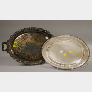 Gorham Sterling Oval Tray and a Silver Plated Tray