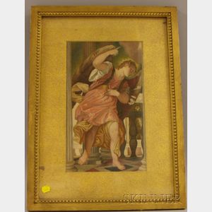 Framed 20th Century Watercolor on Paper Depicting the Archangel Gabriel