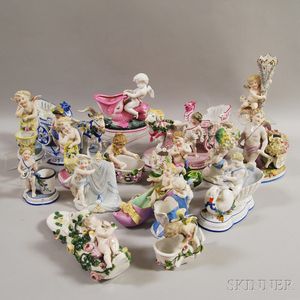 Seventeen Continental Porcelain Figures
