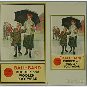 "Ball-Band" Rubber and Woolen Footwear Advertisement Display Letterpressed Press Sheets
