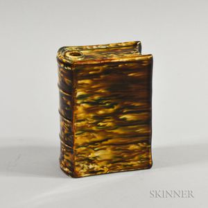 Rockingham-glazed Pottery Book-form Flask