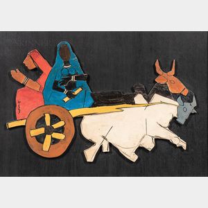 Maqbool Fida Husain (Indian, 1913-2011) Toy Ox Cart