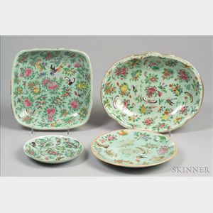 Four Celadon Porcelain Dishes