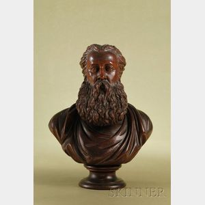 Continental Carved Walnut Bust of a Bearded Gentleman