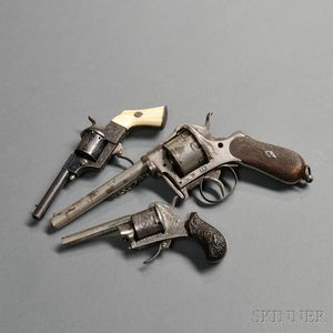 Three Belgian Pinfire Revolvers