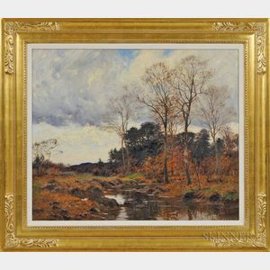 William Merritt Post (Connecticut, 1856-1935) Late Fall Landscape with Stream