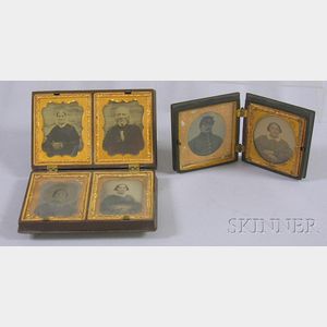 Two Early Molded Photograph Cases with Tintype Portraits