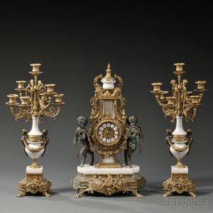 French Replica Mantel Clock and Garniture