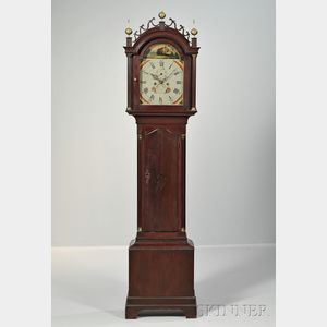Red-stained Inlaid Cherry Tall Case Clock
