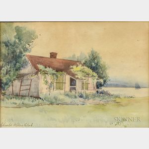 Charles Albion Clark (American, 19th/20th Century) Farmhouse and Lake