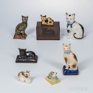 Seven Molded Ceramic Cat Figures