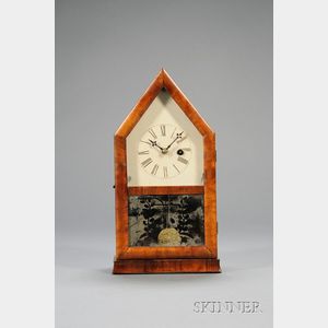 Mahogany Miniature Steeple Clock by Forestville Hardware and Clock Company